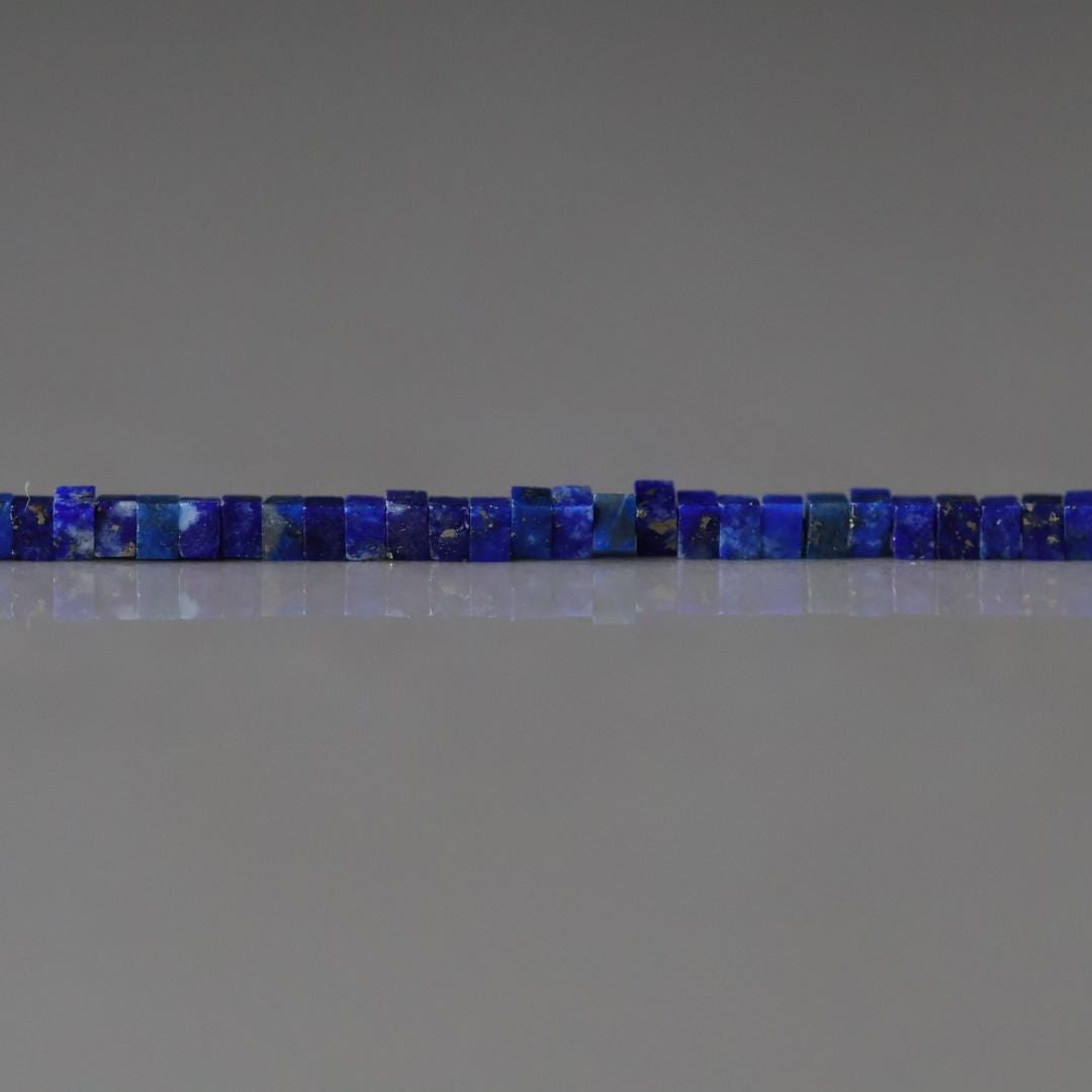 1.5mm AAA Lapis Lazuli Tiny Cube Beads - Flat Square Natural gemstone 7"