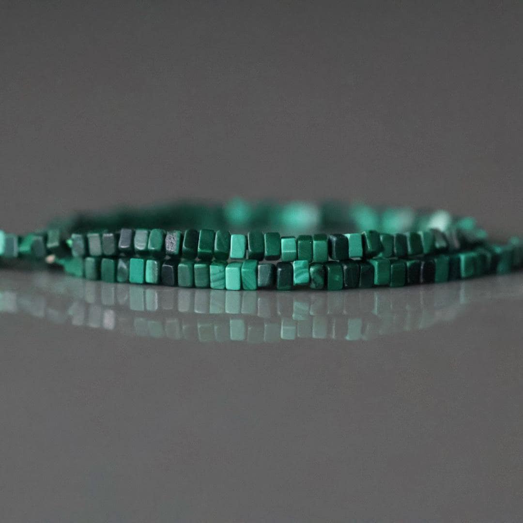 1.5mm AAA Malachite Beads Rectangle Slice Beads Cube 7"