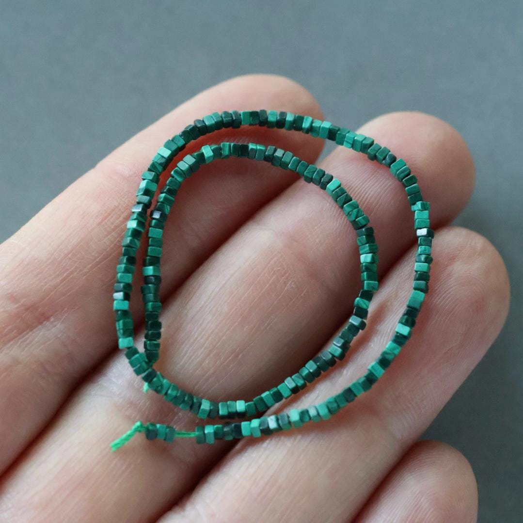 1.5mm AAA Malachite Beads Rectangle Slice Beads Cube 7"