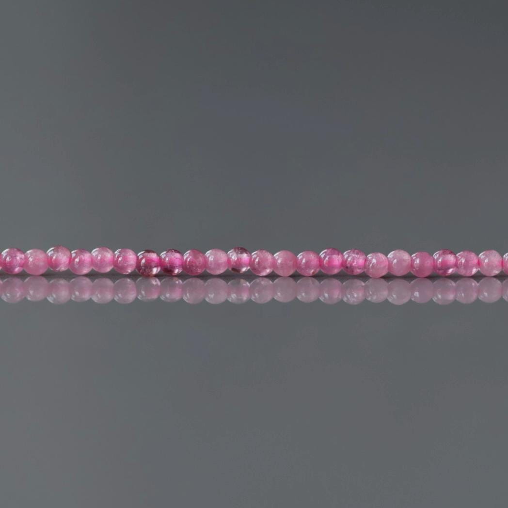 1.8mm Pink Tourmaline Beads – Tiny Smooth Round Natural Gemstone 15" Strand