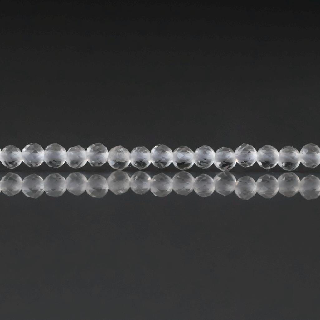 1.9–2mm Rock Quartz Beads – Tiny Faceted Round Natural Gemstone 15" Strand