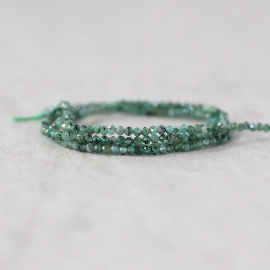 1.9mm 2mm AAA Natural Emerald Beads Micro Faceted 15" Raw Emerald Genuine Gemstone Beads Genuine Emerald Jewelry Making Beading Craft Gift