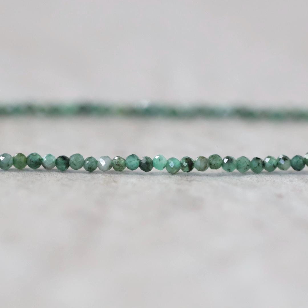 1.9mm 2mm AAA Natural Emerald Beads Micro Faceted 15" Raw Emerald Genuine Gemstone Beads Genuine Emerald Jewelry Making Beading Craft Gift