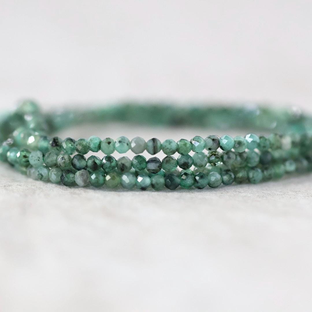 1.9mm 2mm AAA Natural Emerald Beads Micro Faceted 15" Raw Emerald Genuine Gemstone Beads Genuine Emerald Jewelry Making Beading Craft Gift