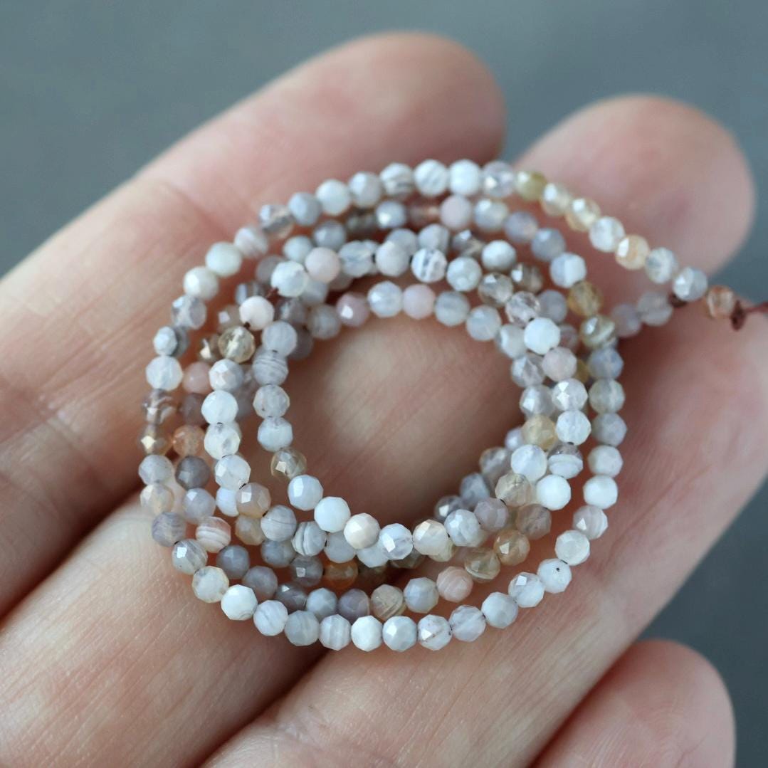 1.9mm 2mm Botswana Agate Beads Faceted Genuine Tiny Agate Beads 15" Gemstone Beads for Jewelry Making Beading Gift for crafter