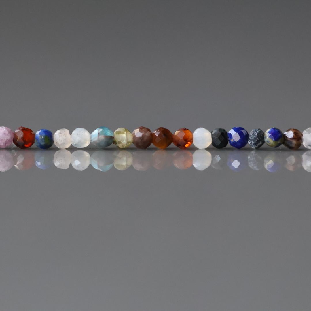 1.9mm 2mm Multi Gemstone Micro Beads - Tiny Faceted Round Natural Gemstone 15" Strand