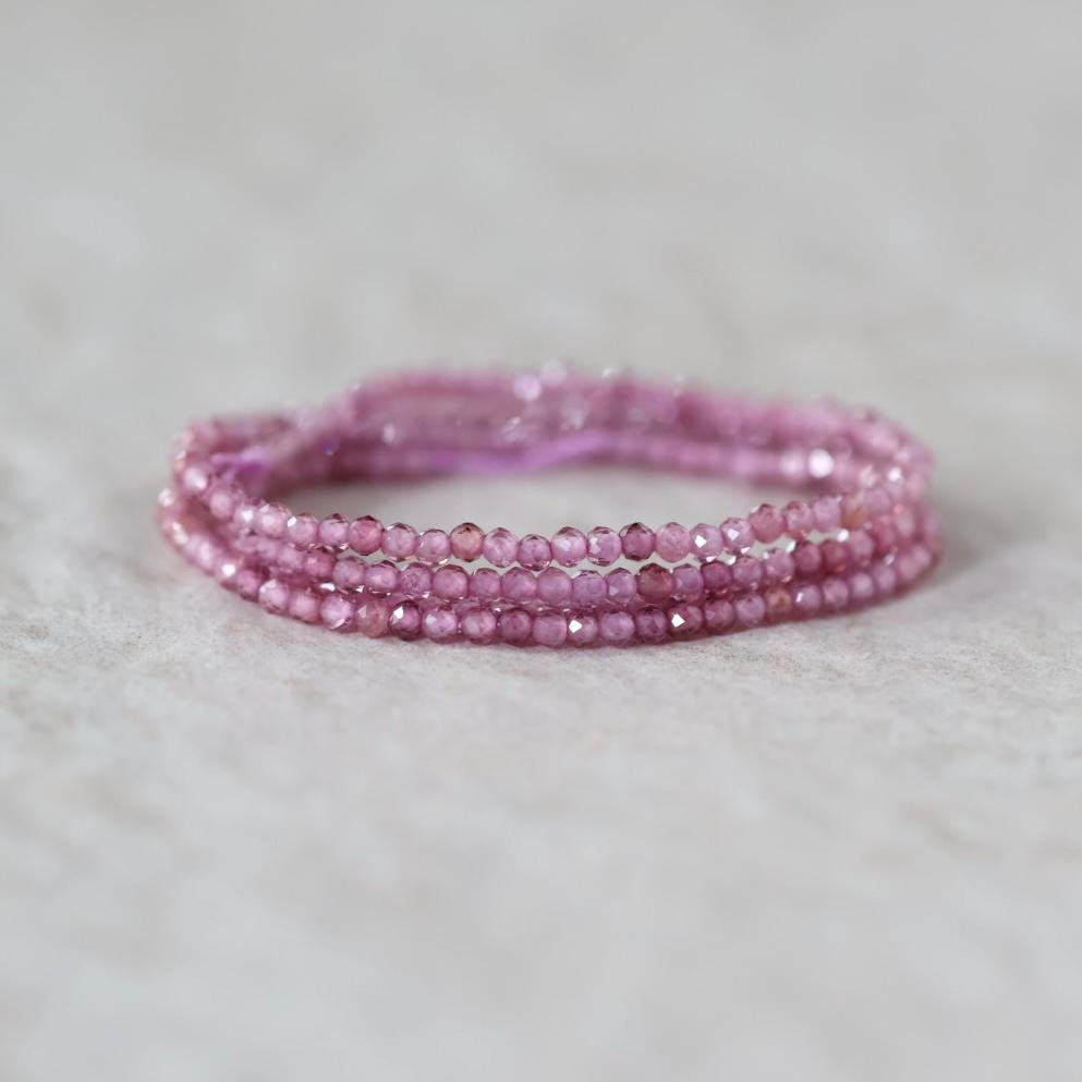 1.9mm AAA Malaya Pink Garnet Beads Faceted 15” Natural Malaya Garnet Spacer Gemstone Beads DIY Jewelry Making Necklace Earrings