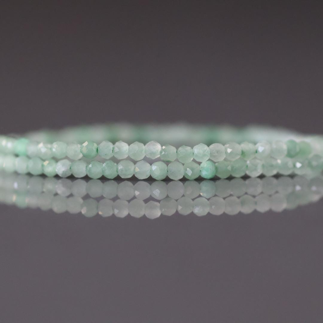 1.9mm Burma Jade Beads - Tiny Faceted Round Jadeite Natural Gemstone 15" Strand