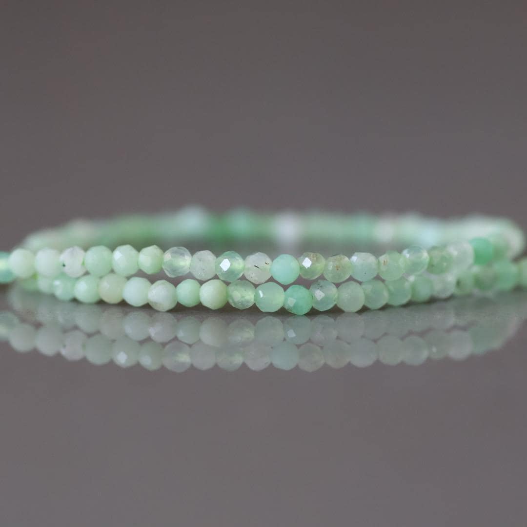 1.9mm Chrysoprase Beads – Tiny Faceted Round Natural Gemstone 15" Strand