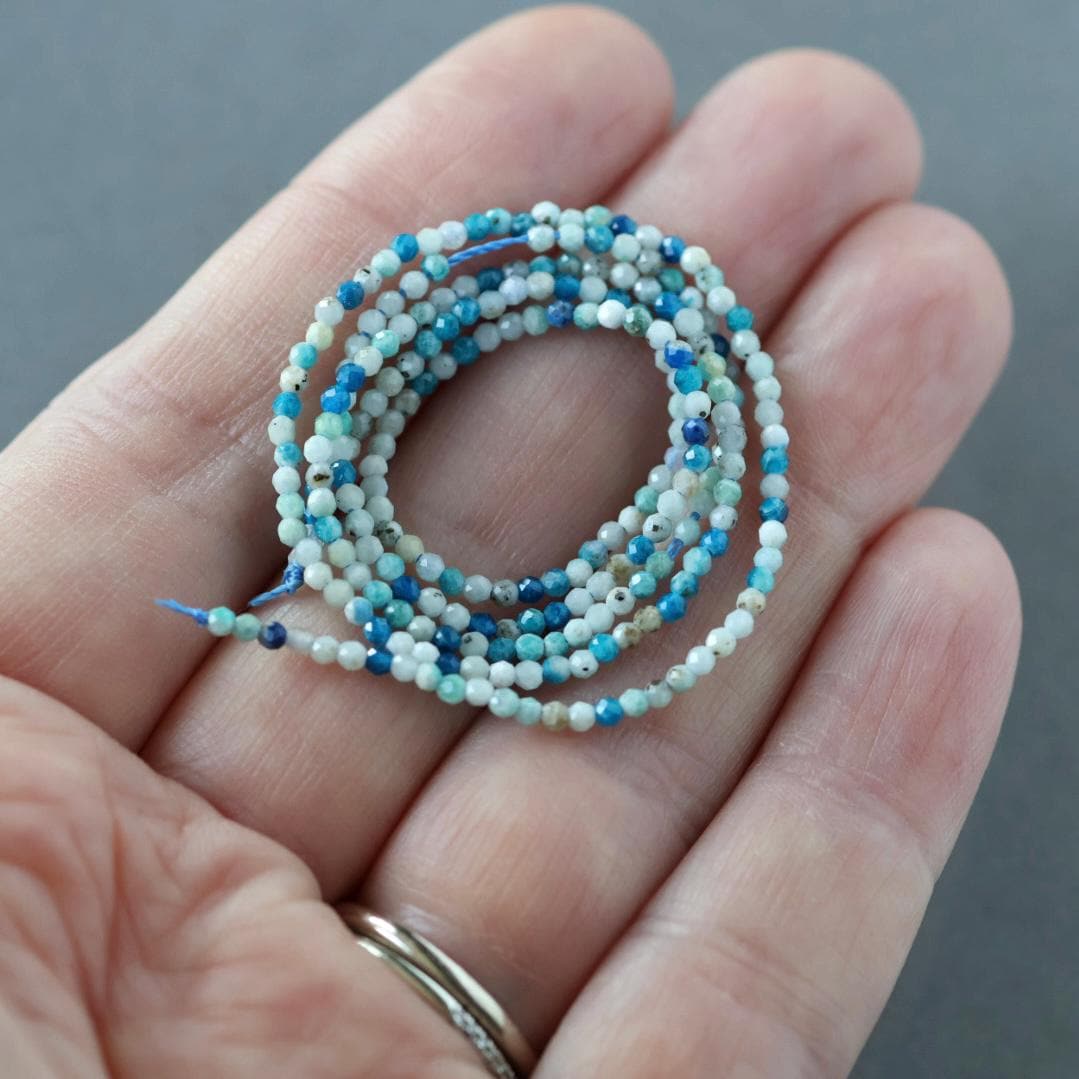 1.9mm Rare Hauynite Beads – Tiny Faceted Round Natural Gemstone 15" Strand