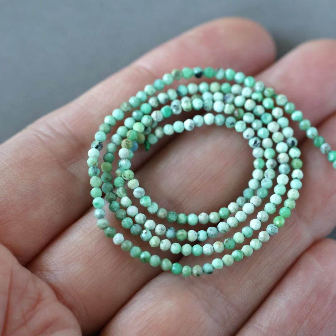 1.9mm Variscite Beads – Tiny Faceted Round Natural Gemstone 15" Strand