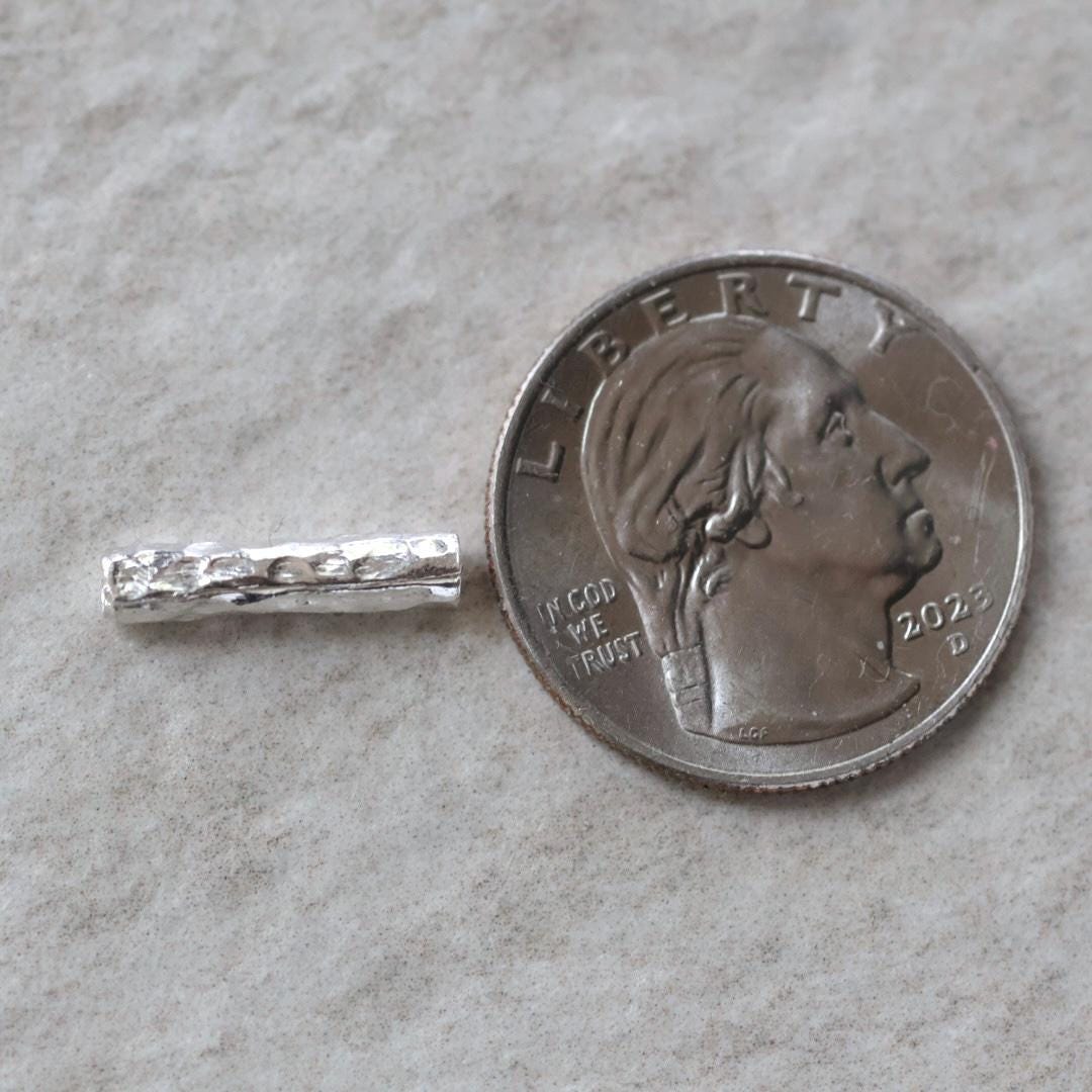 1 Thai Karen Hill Tribe Silver Bar Tube Bead Hammered Fine Silver Tube for DIY Jewelry Making