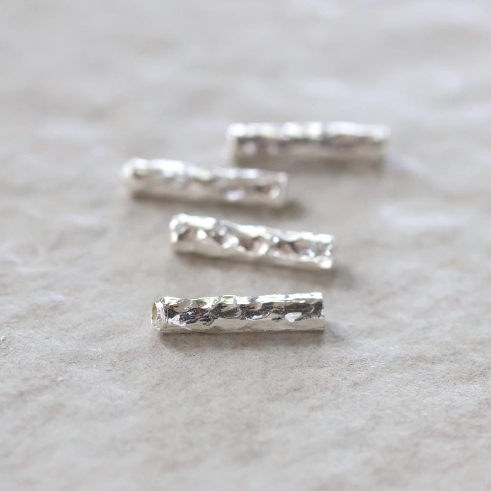 1 Thai Karen Hill Tribe Silver Bar Tube Bead Hammered Fine Silver Tube for DIY Jewelry Making