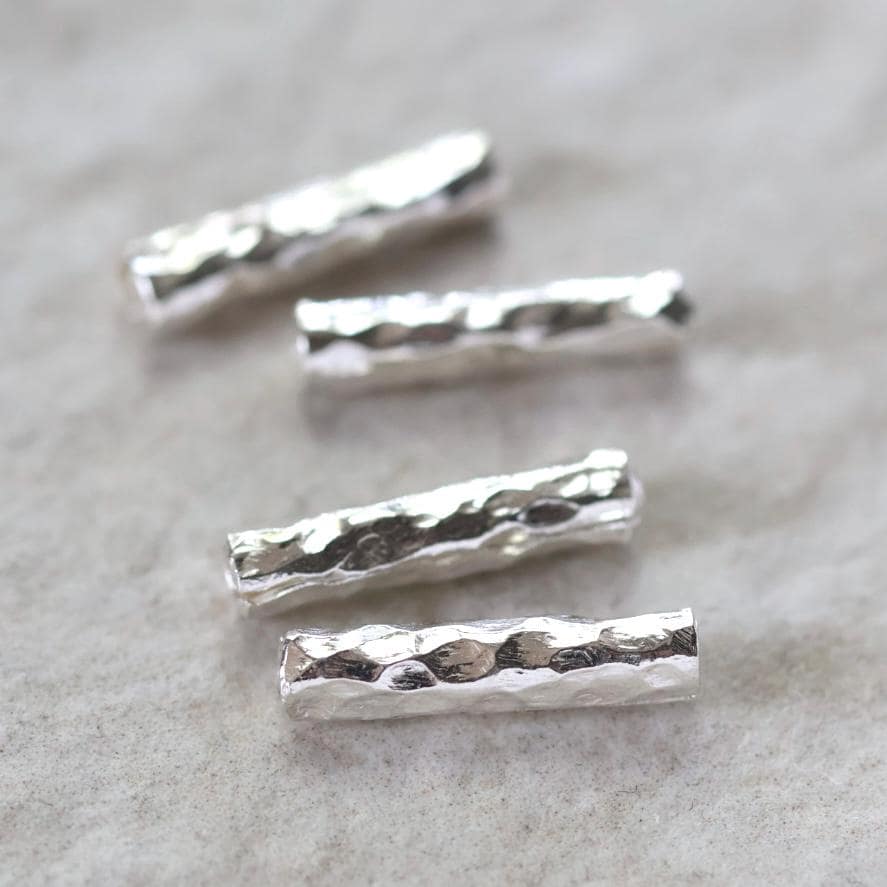 1 Thai Karen Hill Tribe Silver Bar Tube Bead Hammered Fine Silver Tube for DIY Jewelry Making