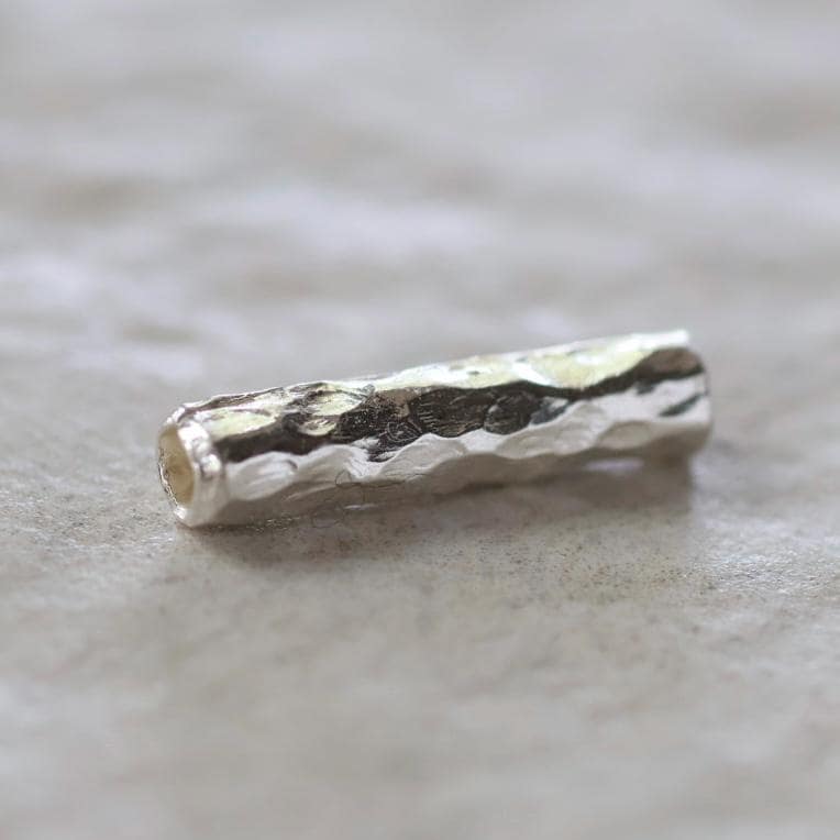 1 Thai Karen Hill Tribe Silver Bar Tube Bead Hammered Fine Silver Tube for DIY Jewelry Making