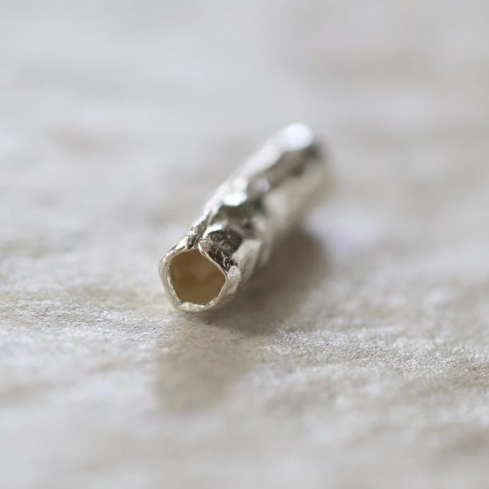 1 Thai Karen Hill Tribe Silver Bar Tube Bead Hammered Fine Silver Tube for DIY Jewelry Making
