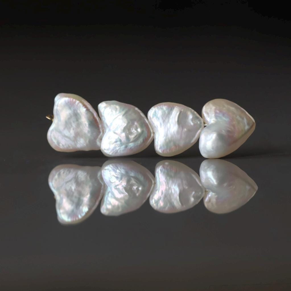 10-11mm Baroque Freshwater Pearl Heart Beads - 4 Pcs