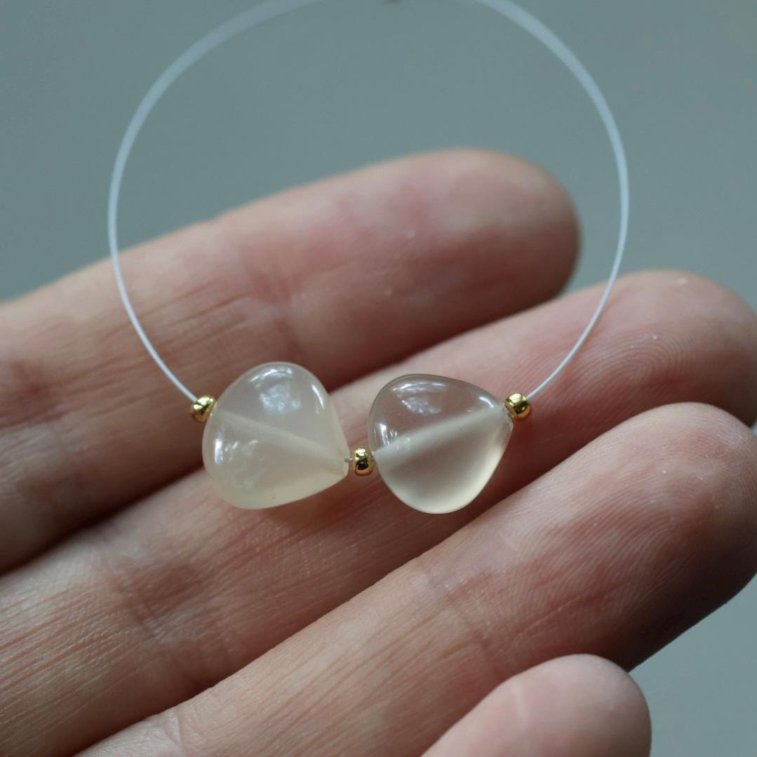 10mm AAA White Moonstone Heart Beads Smooth 2 Pcs Natural Gemstone for DIY Jewelry Making Necklace Earrings Supplies