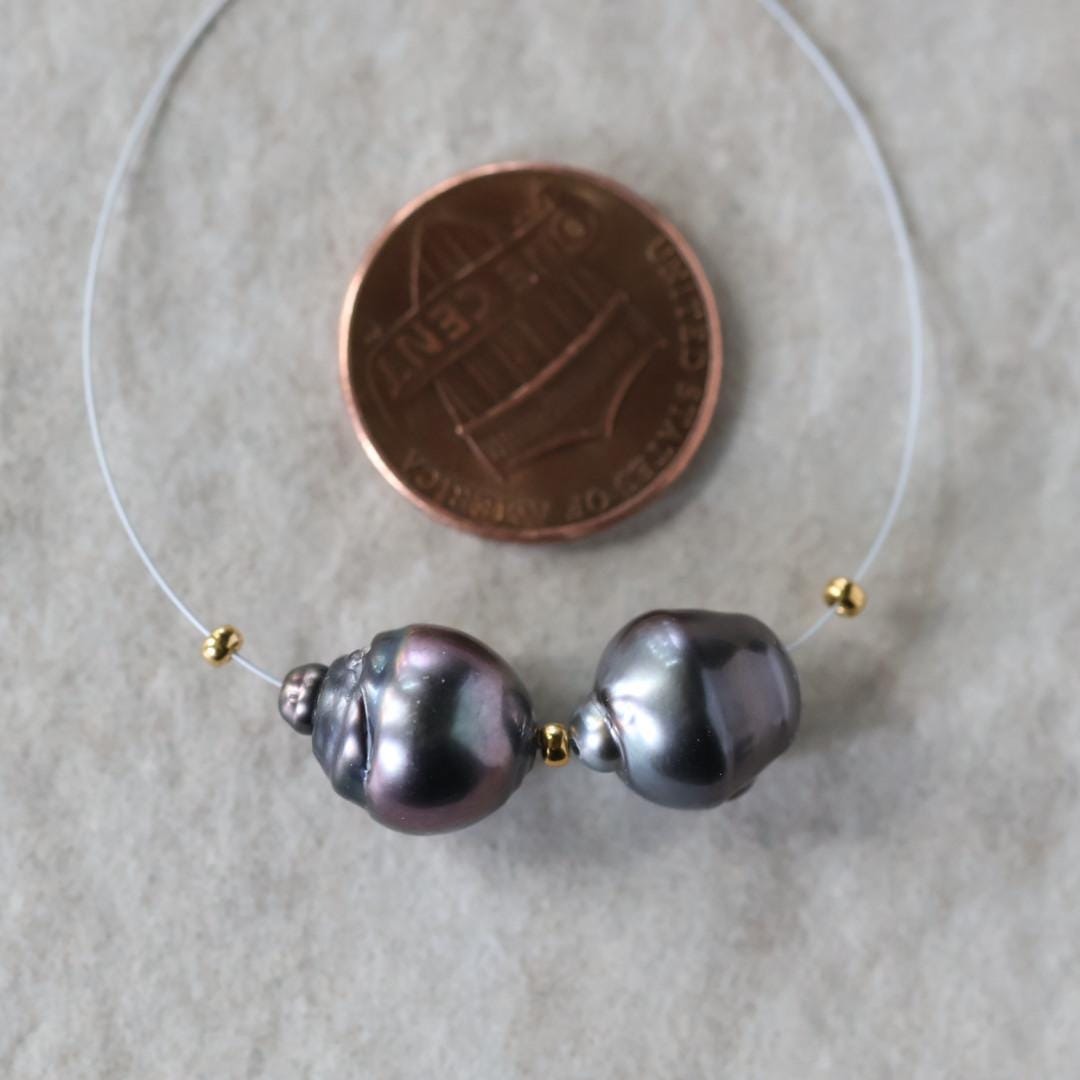 10mm Genuine Gray Tahitian Pearl Beads Baroque Organic 2 PCs DIY Jewelry Making Supplies Earrings