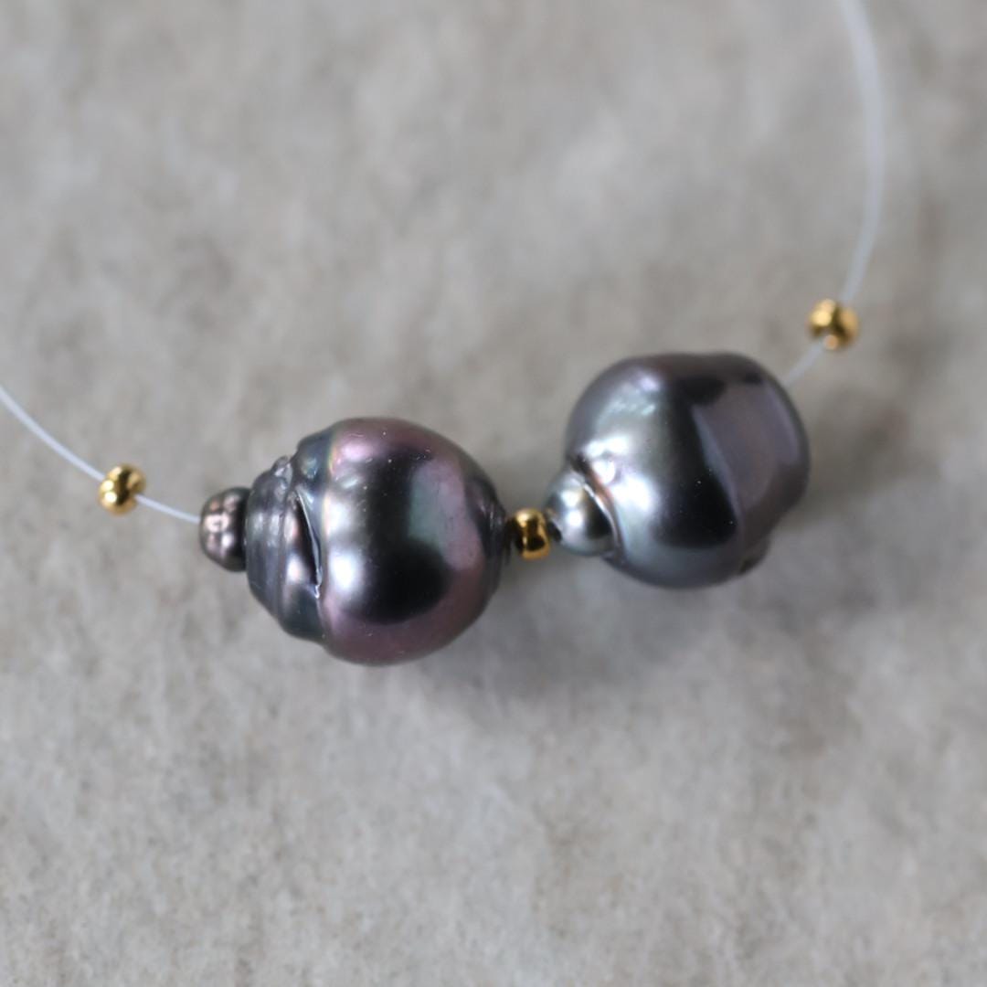 10mm Genuine Gray Tahitian Pearl Beads Baroque Organic 2 PCs DIY Jewelry Making Supplies Earrings
