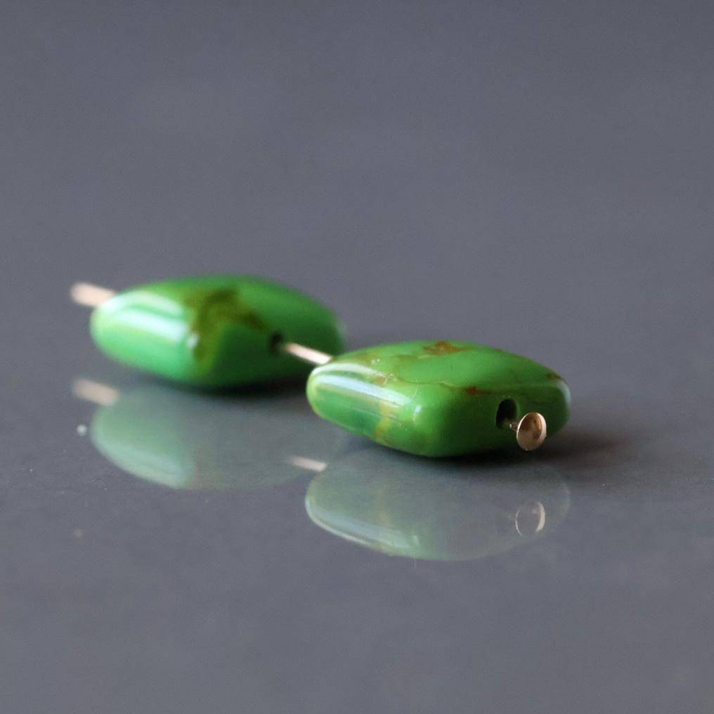 10mm Arizona Turquoise Beads - Square Flat Natural Gemstone