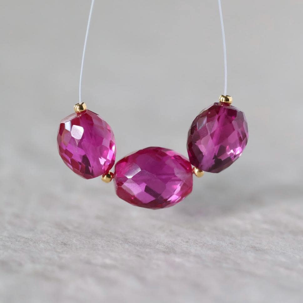 10mm Pink Padparadscha Sapphire Oval Beads Faceted 2 PCs Gemstone Beads go DIY Jewelry Making Earrings Necklace Gift September Birthstone