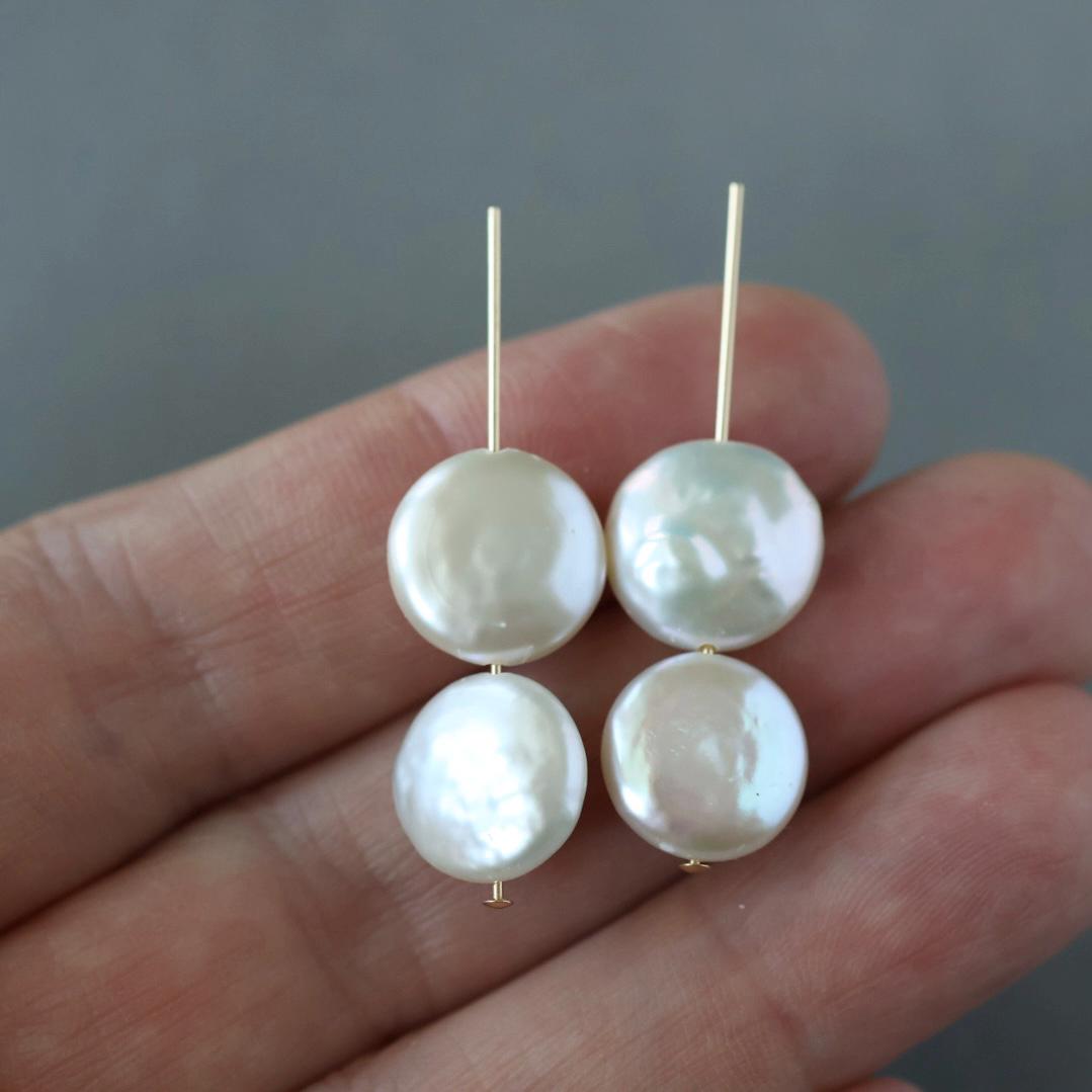 11-12mm Baroque Freshwater Pearl Coin Beads - 4 Pcs