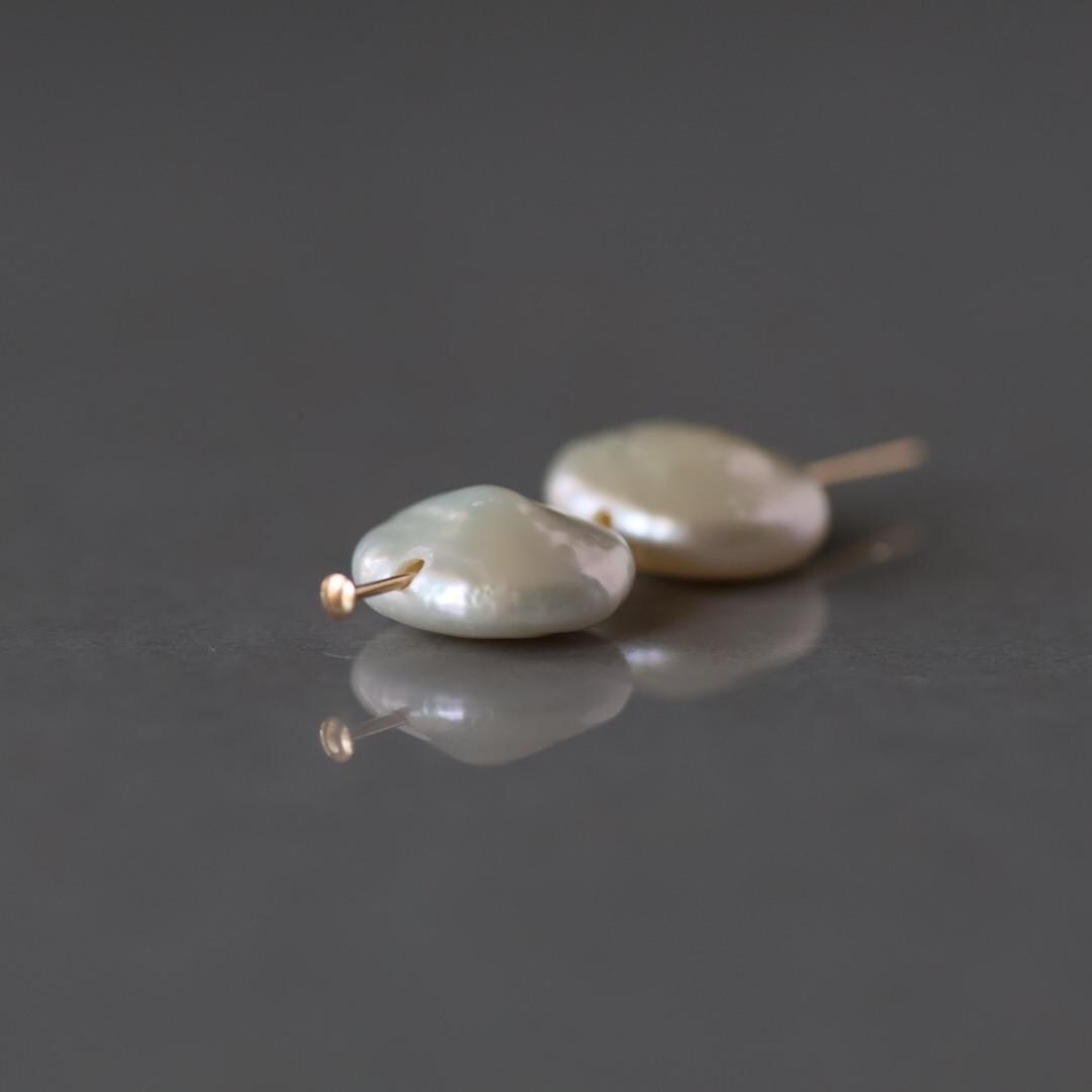 11-12mm Baroque Freshwater Pearl Coin Beads - 4 Pcs