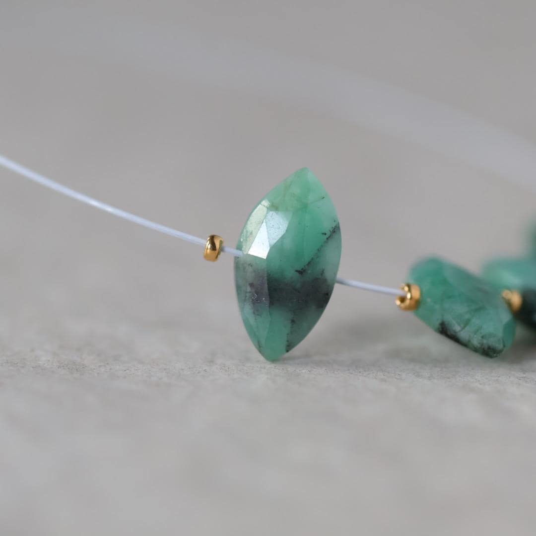Natural Emerald Marquise Beads Faceted 11mm Briolette Stone Gemstone Bead for DIY Jewelry Making Gift Beads May Birthstone