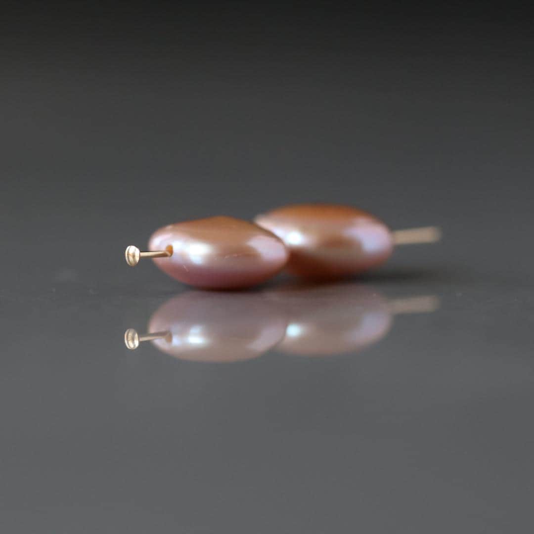 11mm 13mm Baroque Pink Freshwater Pearl Beads - Coin Natural Gemstone 2 Pcs