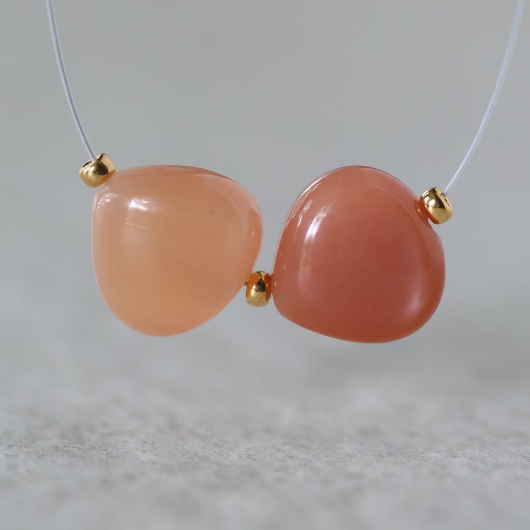 11mm AAA Peach Moonstone Heart Beads Smooth 2 Pcs Natural Gemstone for DIY Jewelry Making Necklace Earrings Supplies