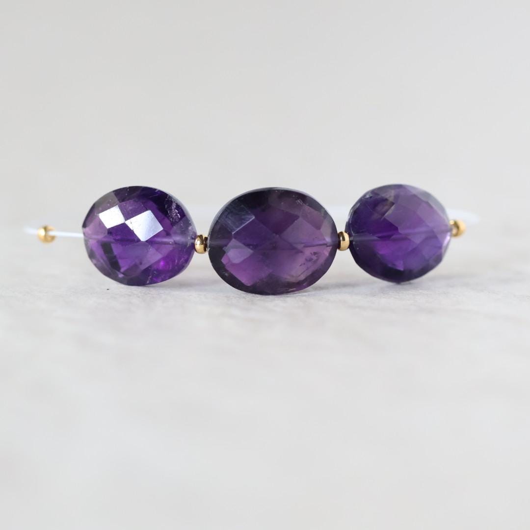 Large Natural African Amethyst Oval Beads Faceted 10-12mm Gemstone for DIY Jewelry Making Supplies
