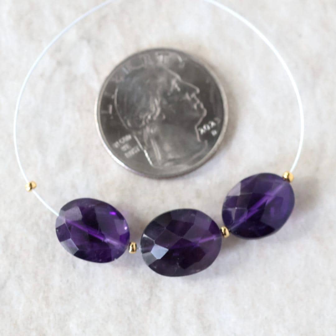 Large Natural African Amethyst Oval Beads Faceted 10-12mm Gemstone for DIY Jewelry Making Supplies