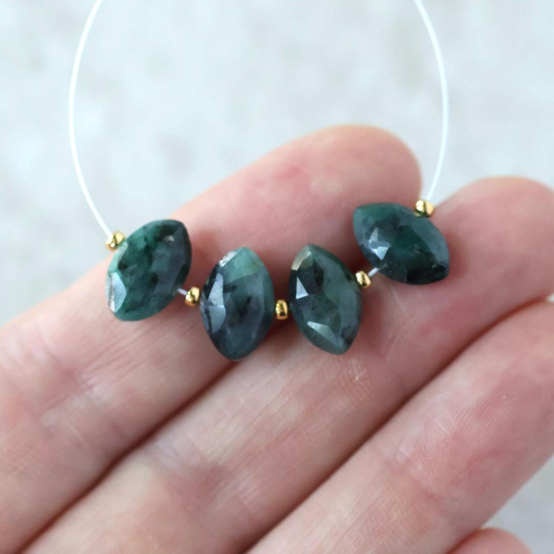 11mm Natural Emerald Marquise Beads Faceted Briolette Stone Gemstone Bead for DIY Jewelry Making