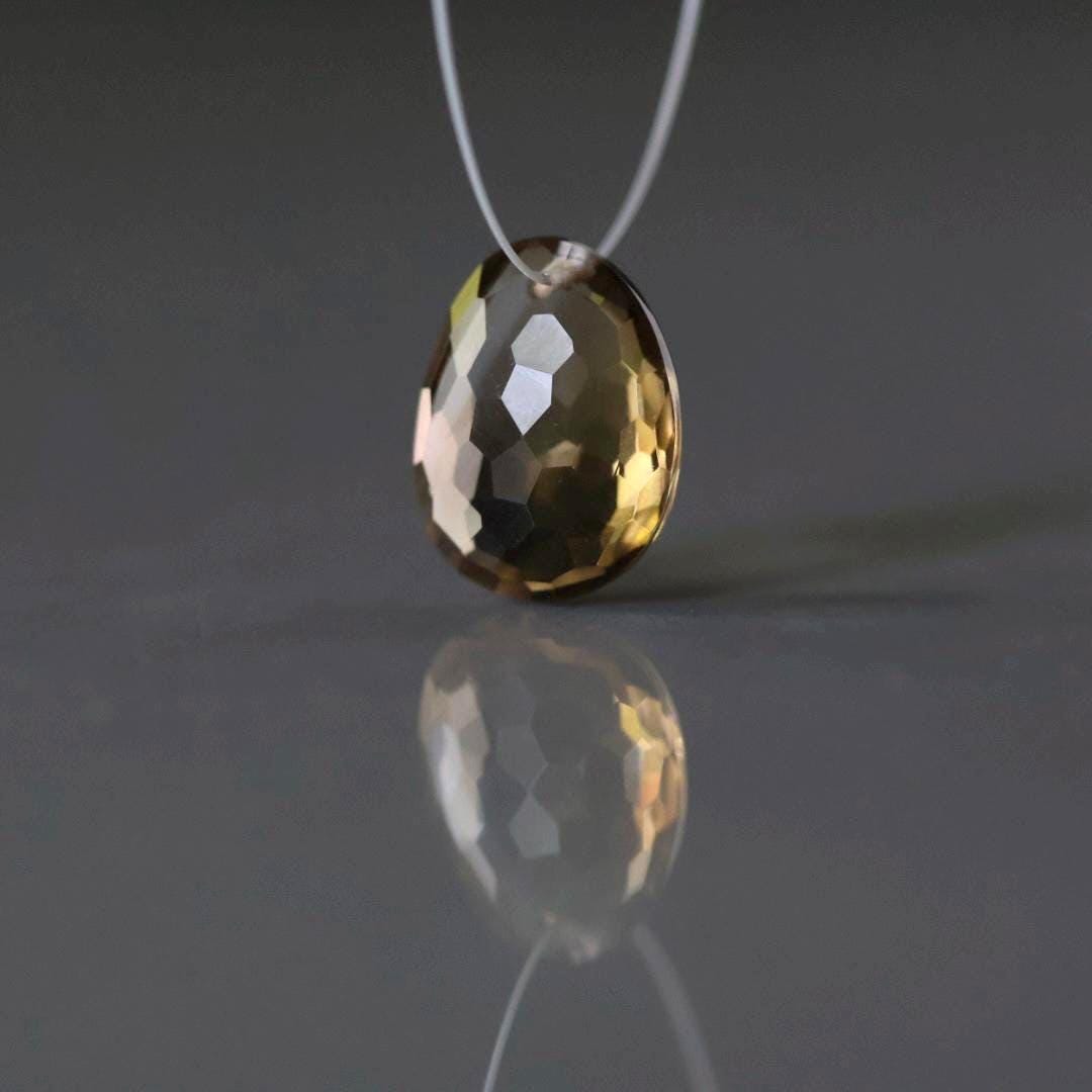 11x14mm Bi Color Dark Citrine Bead - Faceted Oval Natural Gemstone 1 Pc
