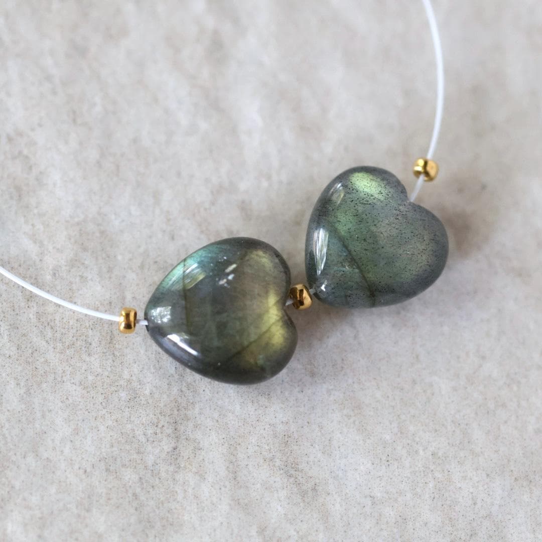 12mm AAA Rainbow Fire Labradorite Heart Beads Smooth 2 Pcs Natural Gemstone for DIY Jewelry Making Earrings Supplies