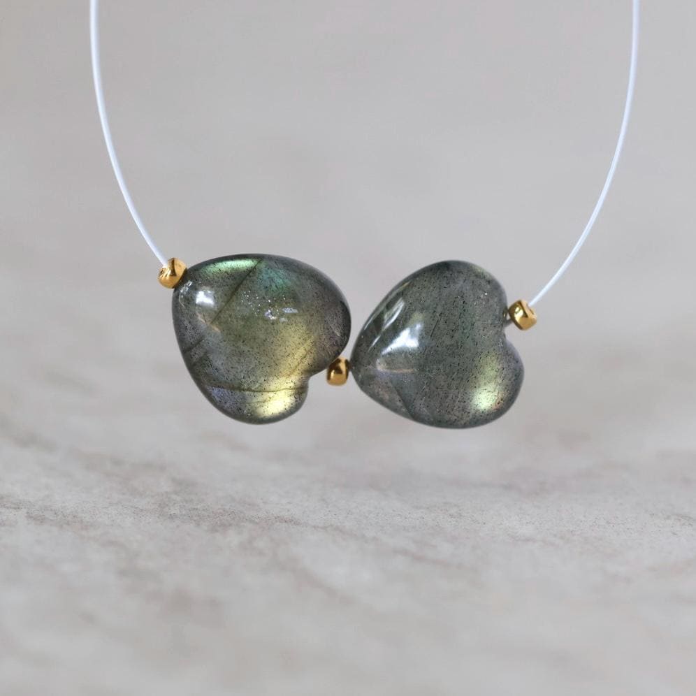 12mm AAA Rainbow Fire Labradorite Heart Beads Smooth 2 Pcs Natural Gemstone for DIY Jewelry Making Earrings Supplies