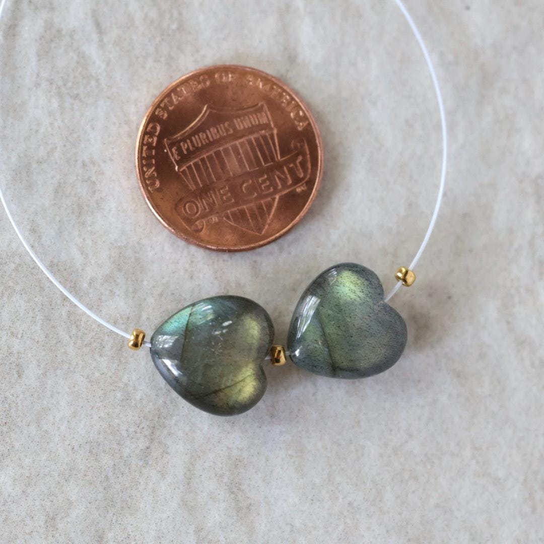 12mm AAA Rainbow Fire Labradorite Heart Beads Smooth 2 Pcs Natural Gemstone for DIY Jewelry Making Earrings Supplies