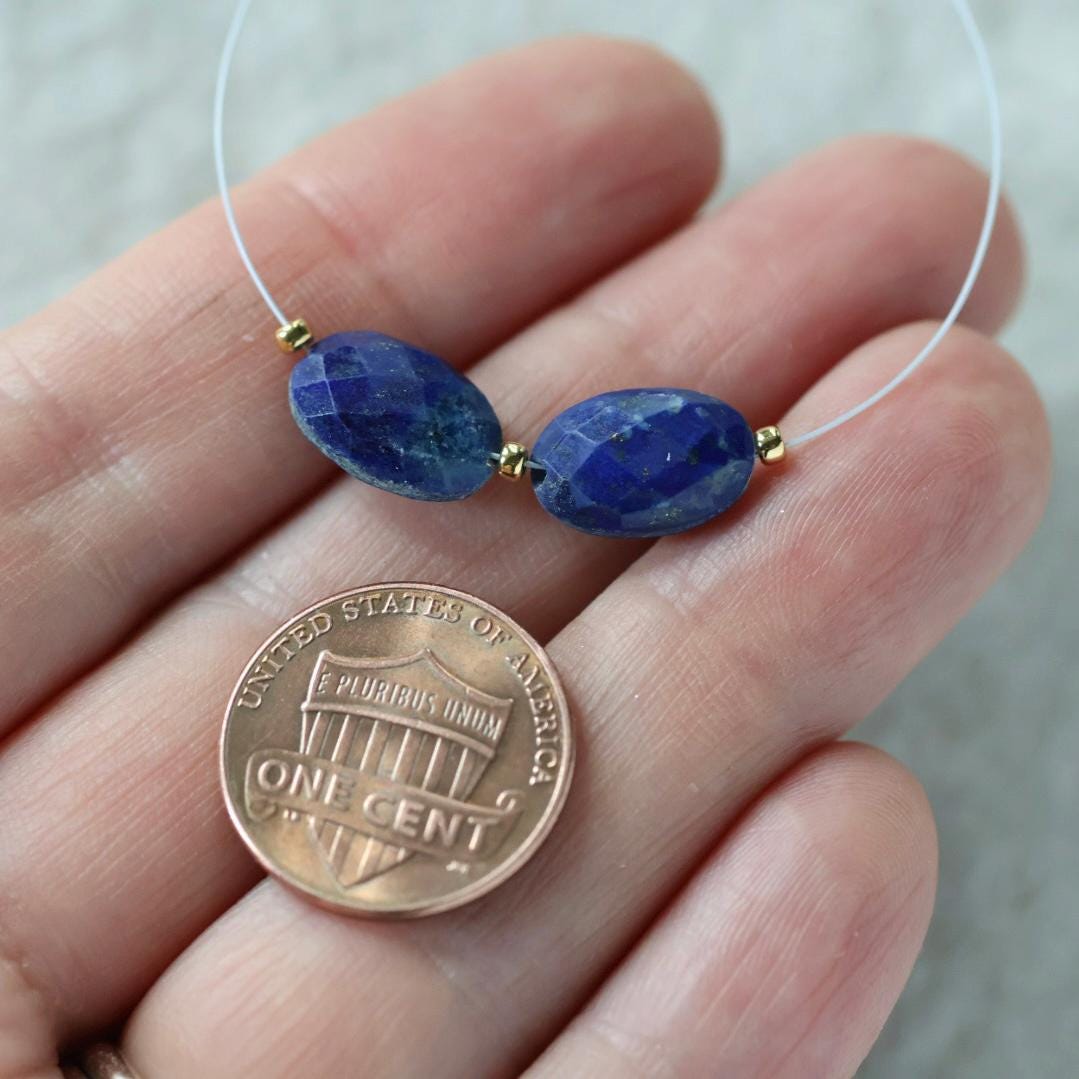 12mm Lapis lazuli Oval Beads Faceted Stones 2 PCs Natural Blue Gemstone for DIY Jewelry Making Supplies