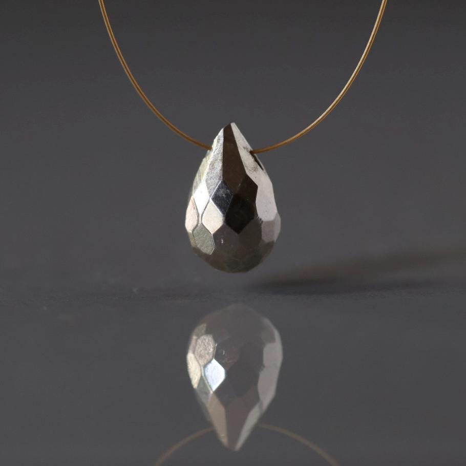 12mm Pyrite Briolette Teardrop Bead – Faceted Natural Gemstone
