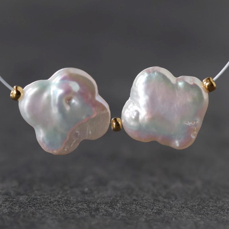 13mm AAA Freshwater Pearl Clover Beads Pair White Baroque Pearls 2 PCs DIY Jewelry Making