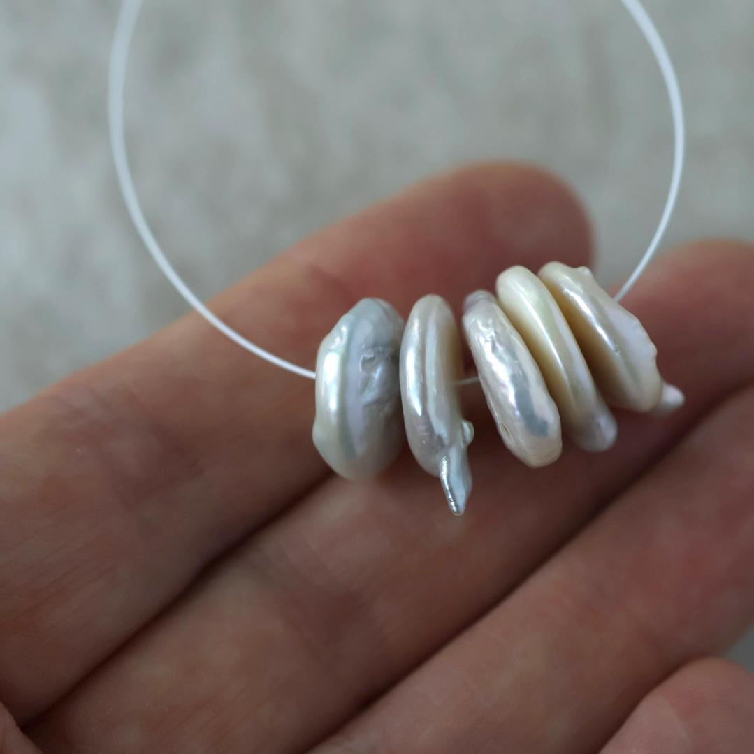 13mm Freshwater Pearl Baroque Coin Beads 5 Beads Natural Gemstone for DIY Jewelry Making