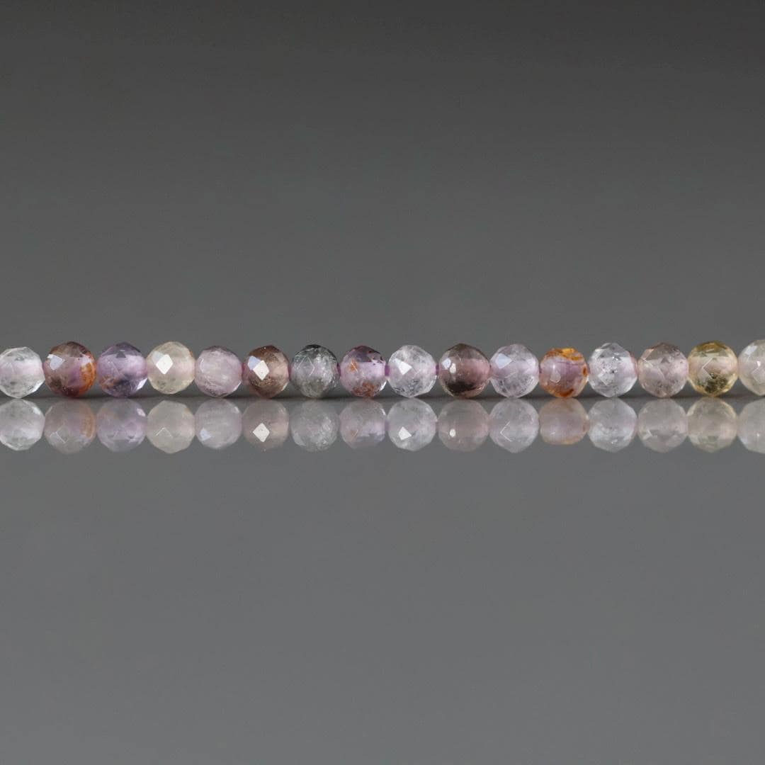 2-2.5mm Super Seven Beads - Tiny Faceted Round Natural Gemstone 15" Strand