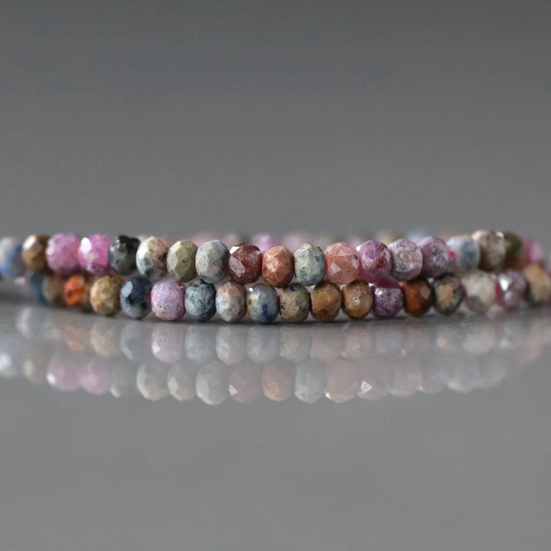 2–3mm Ruby Sapphire Beads – Faceted Rondelle Micro Gemstone - 4" Strand