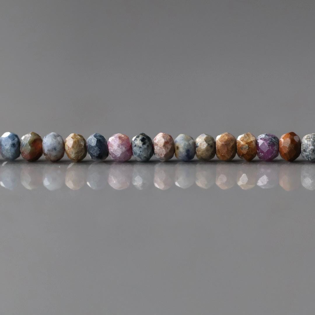 2–3mm Ruby Sapphire Beads – Faceted Rondelle Micro Gemstone - 4" Strand