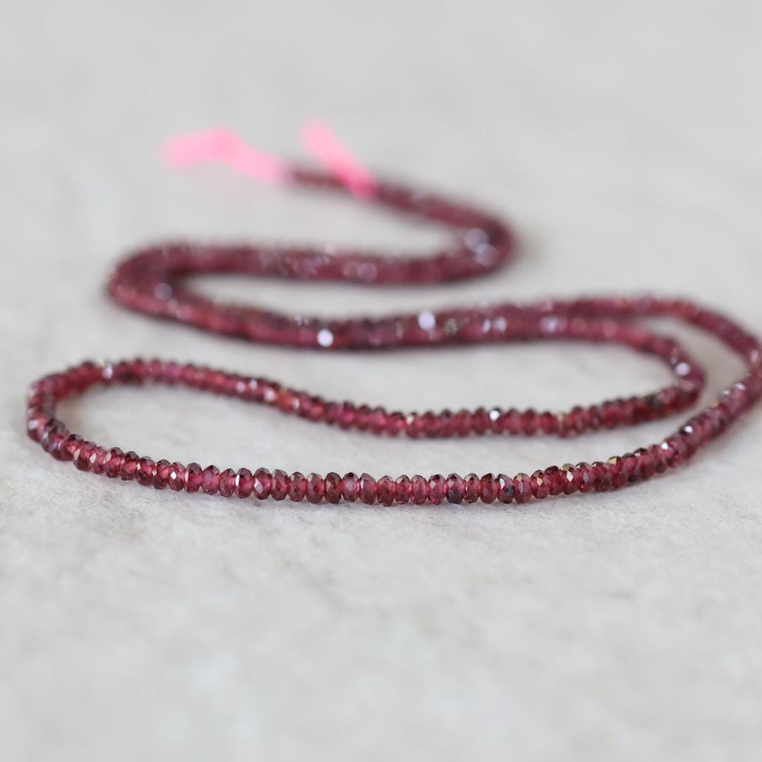 2.5mm AAA Pyrope Garnet Rondelle Beads Faceted 15" Natural Red Gemstone for DIY Jewelry Making