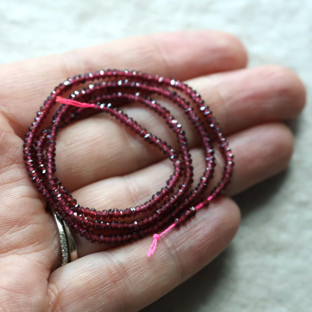 2.5mm AAA Pyrope Garnet Rondelle Beads Faceted 15" Natural Red Gemstone for DIY Jewelry Making