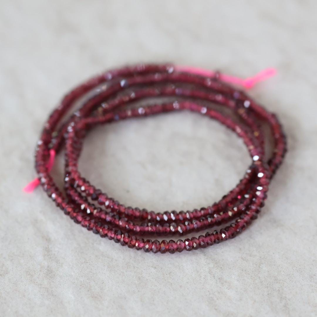 2.5mm AAA Pyrope Garnet Rondelle Beads Faceted 15" Natural Red Gemstone for DIY Jewelry Making