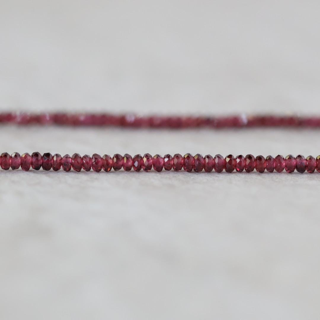 2.5mm AAA Pyrope Garnet Rondelle Beads Faceted 15" Natural Red Gemstone for DIY Jewelry Making