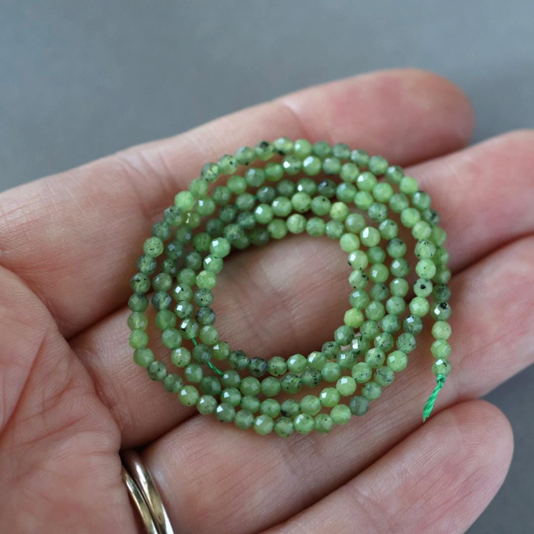 2.5mm Canadian Jade Beads – Tiny Smooth Round Natural Gemstone 15" Strand